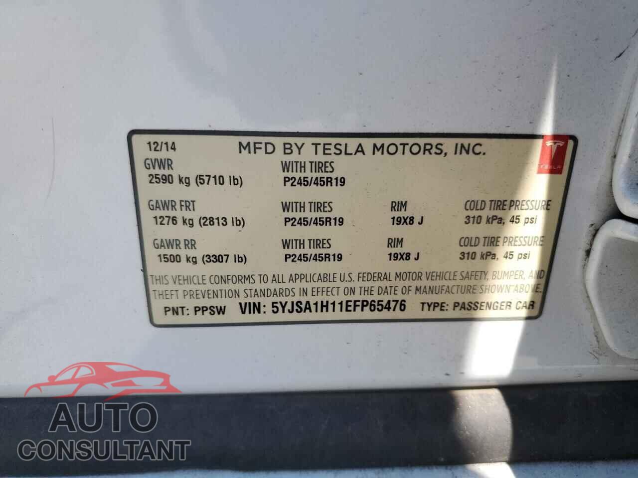 TESLA MODEL S 2014 - 5YJSA1H11EFP65476