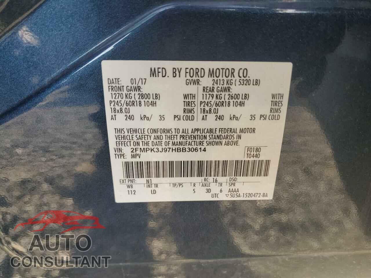 FORD EDGE 2017 - 2FMPK3J97HBB30614