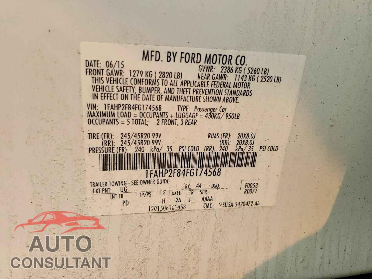 FORD TAURUS 2015 - 1FAHP2F84FG174568