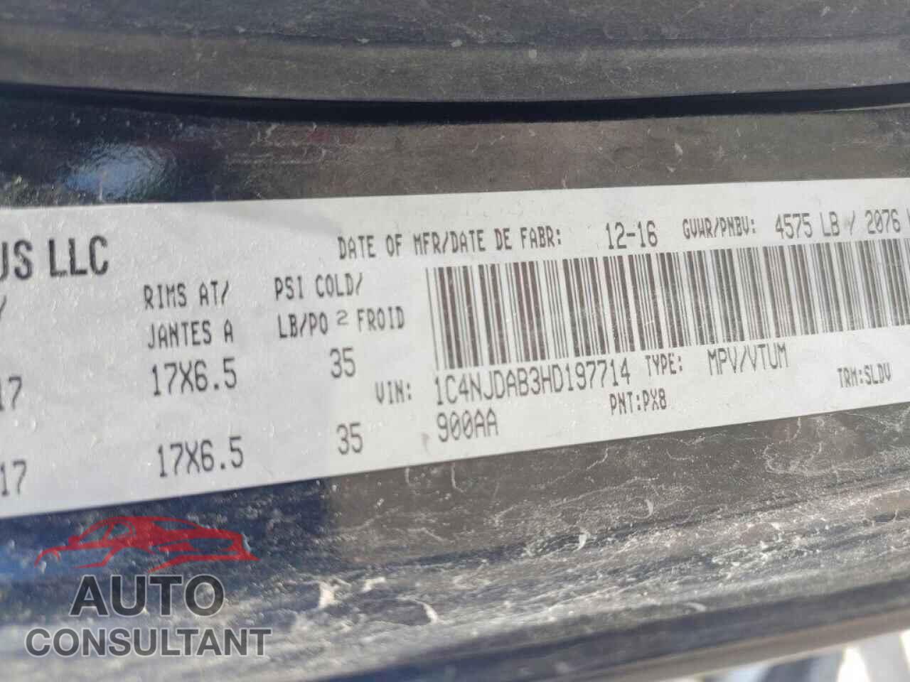 JEEP COMPASS 2017 - 1C4NJDAB3HD197714