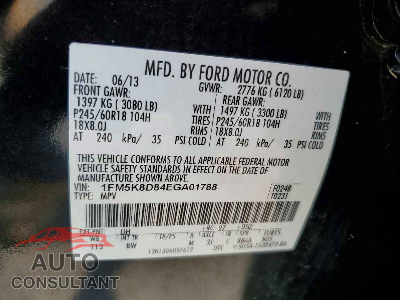 FORD EXPLORER 2014 - 1FM5K8D84EGA01788