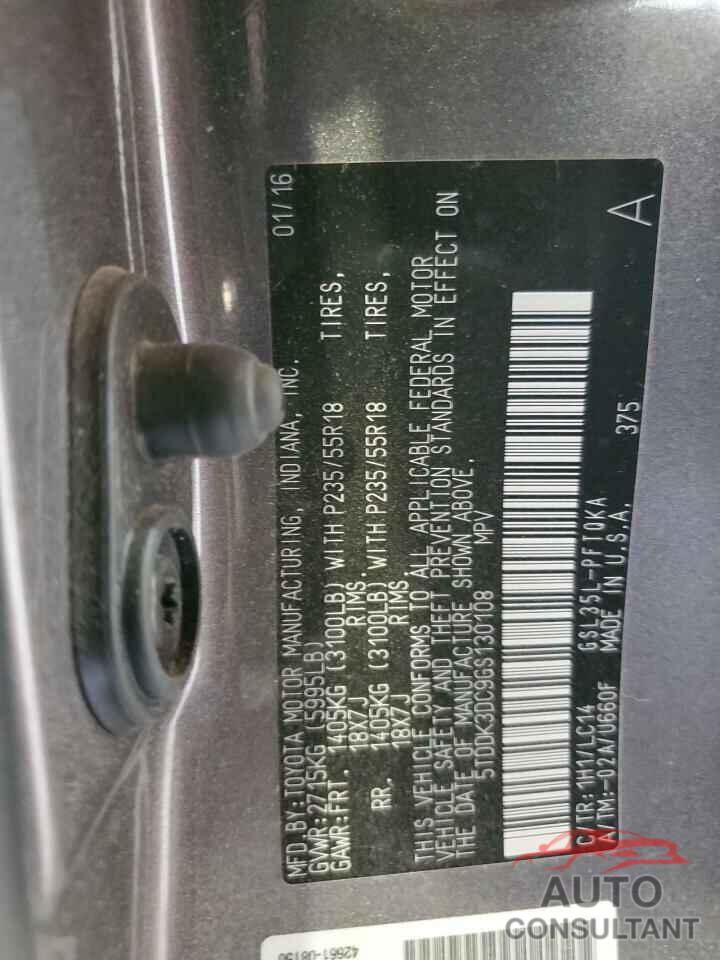 TOYOTA All Models 2016 - 5TDDK3DC9GS130108