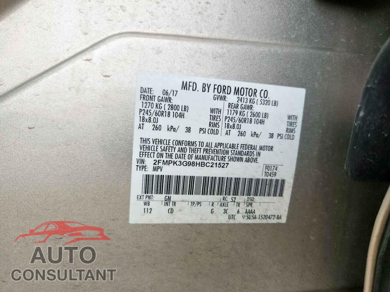 FORD EDGE 2017 - 2FMPK3G98HBC21527