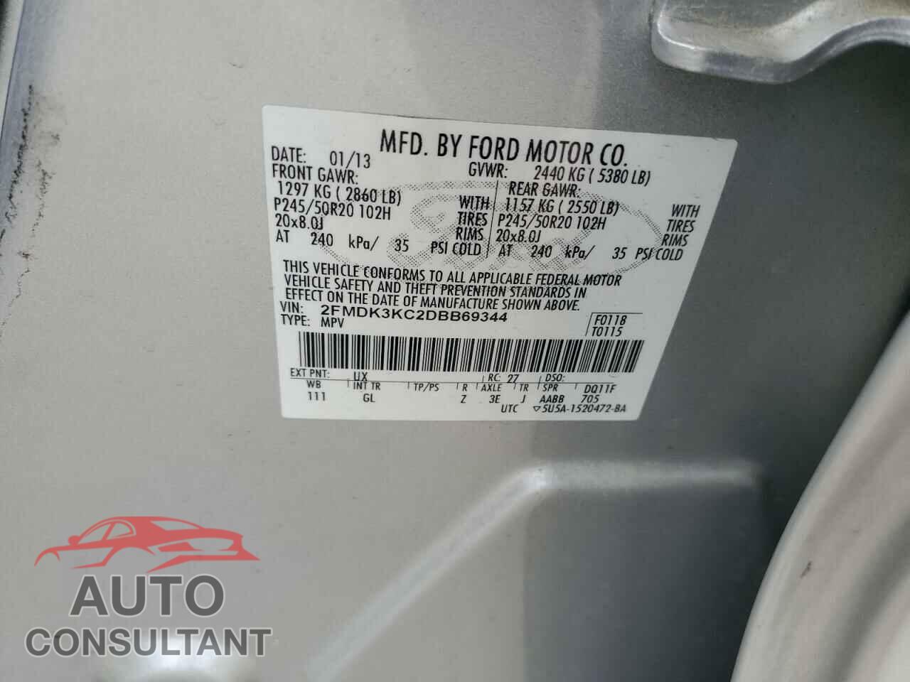 FORD EDGE 2013 - 2FMDK3KC2DBB69344