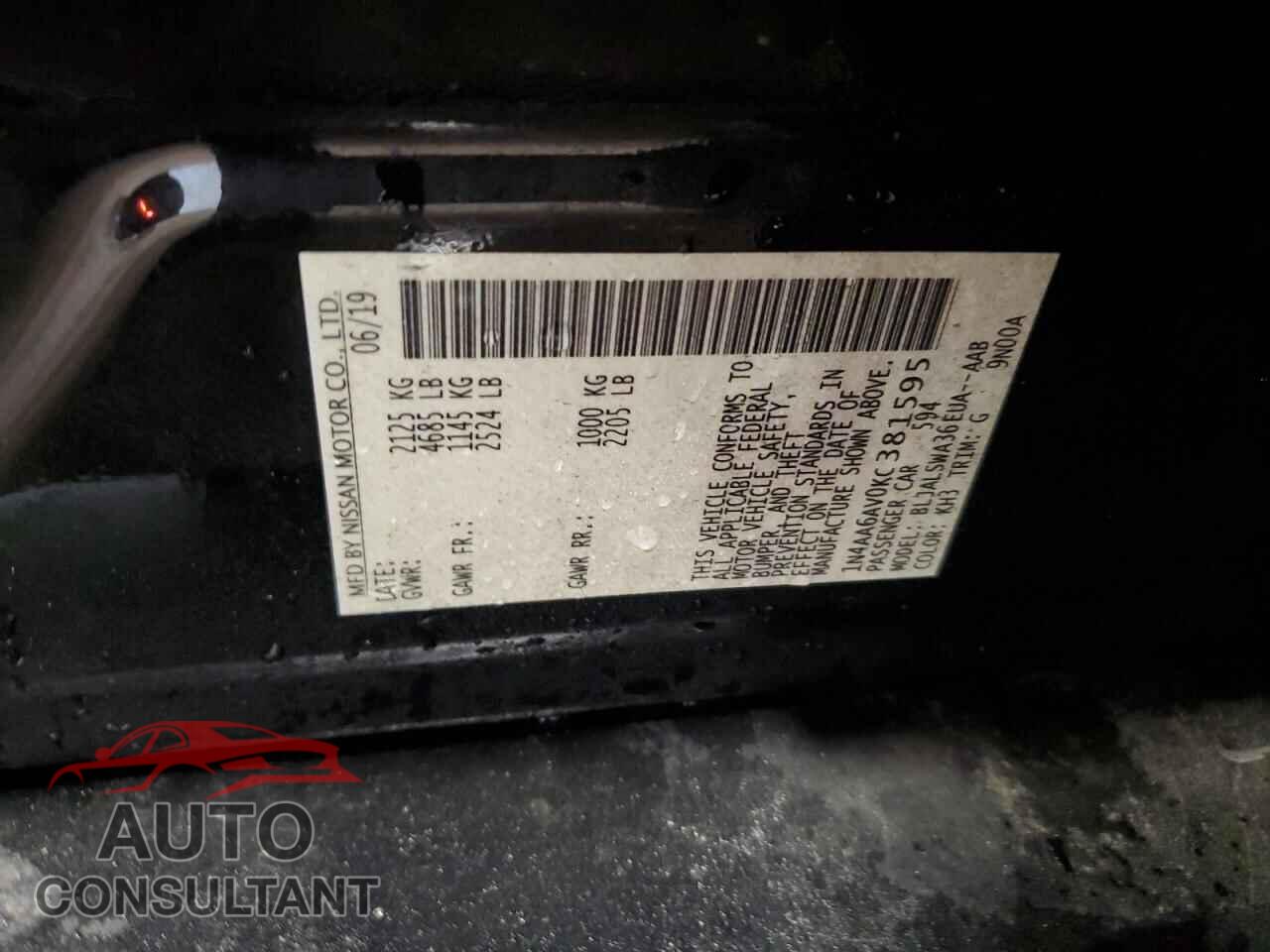 NISSAN MAXIMA 2019 - 1N4AA6AV0KC381595