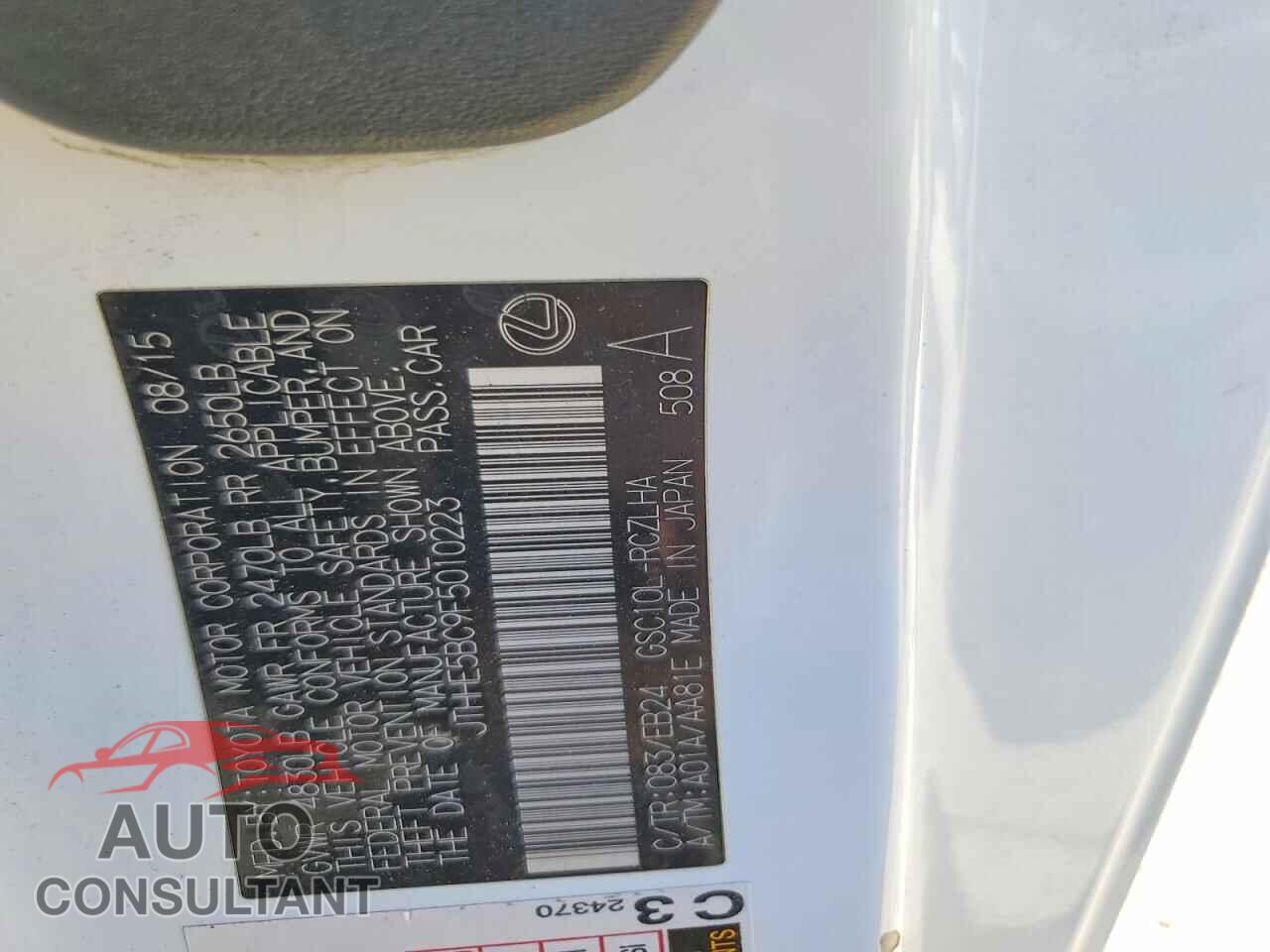 LEXUS RC350 2015 - JTHHE5BC9F5010223