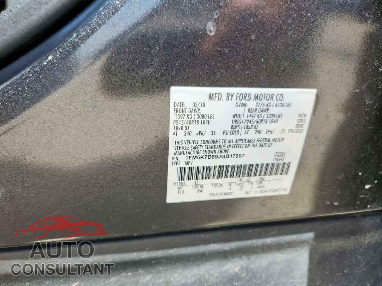 FORD EXPLORER 2018 - 1FM5K7D89JGB17007