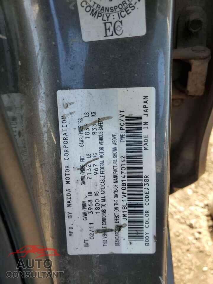 MAZDA 3 2011 - JM1BL1VF0B1470142