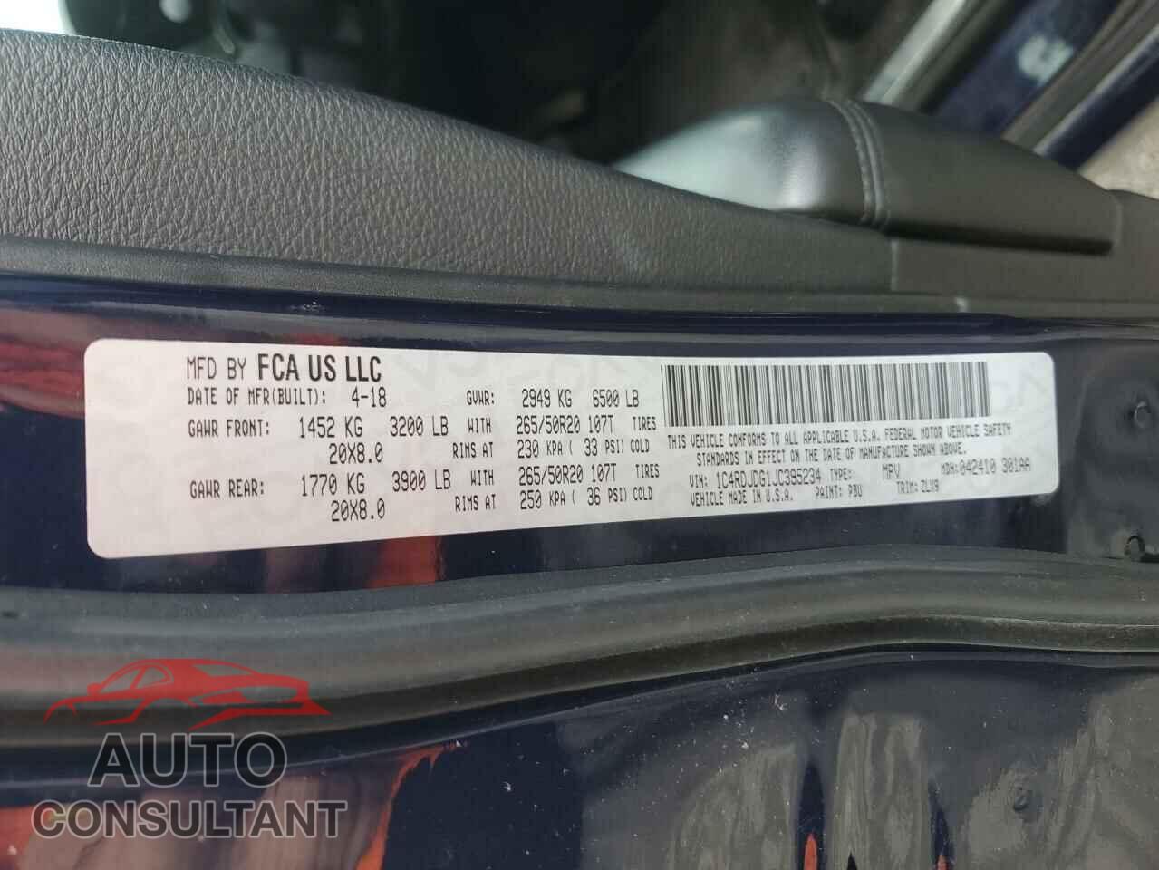 DODGE DURANGO 2018 - 1C4RDJDG1JC395234
