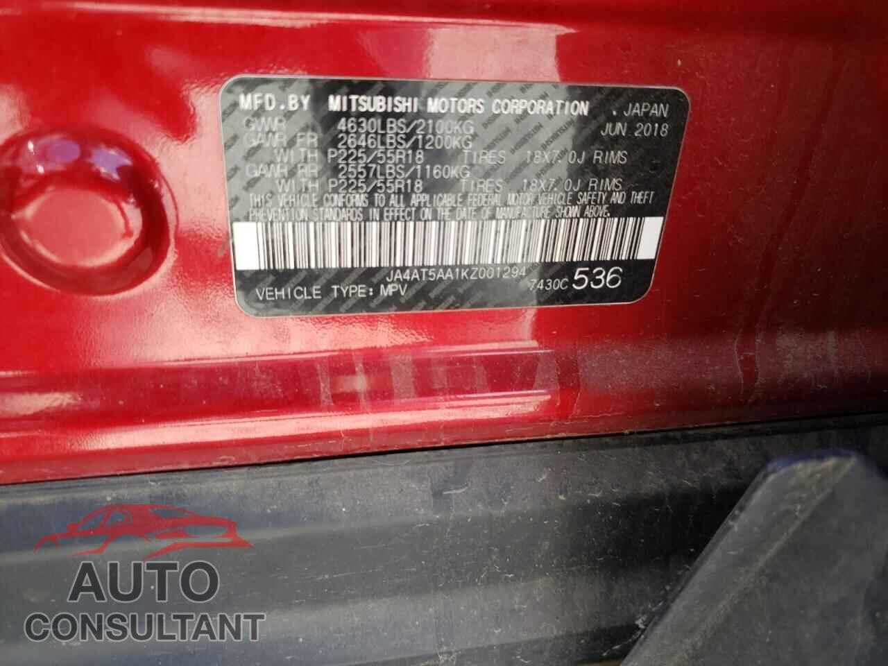 MITSUBISHI ECLIPSE 2019 - JA4AT5AA1KZ001294