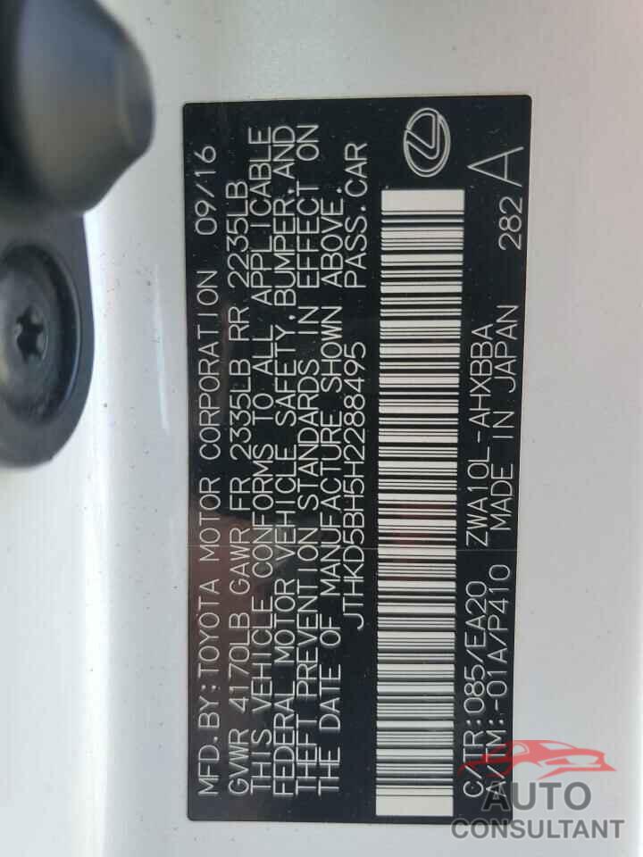 LEXUS CT 200 2017 - JTHKD5BH5H2288495