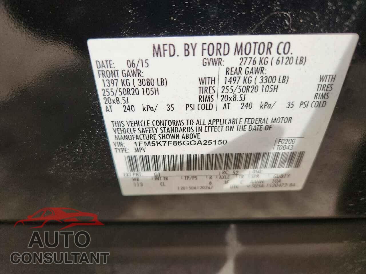 FORD EXPLORER 2016 - 1FM5K7F86GGA25150