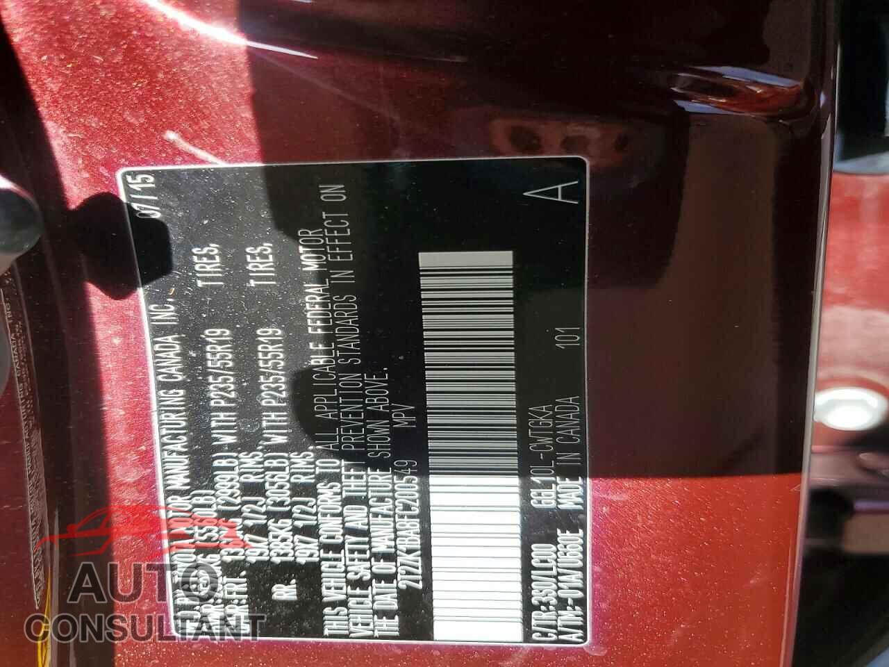 LEXUS RX350 2015 - 2T2ZK1BA8FC200549