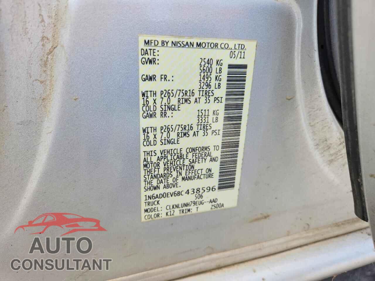 NISSAN FRONTIER 2011 - 1N6AD0EV6BC438596