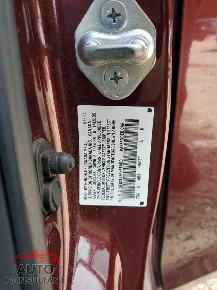 HONDA CIVIC 2012 - 2HGFB2F52CH515490
