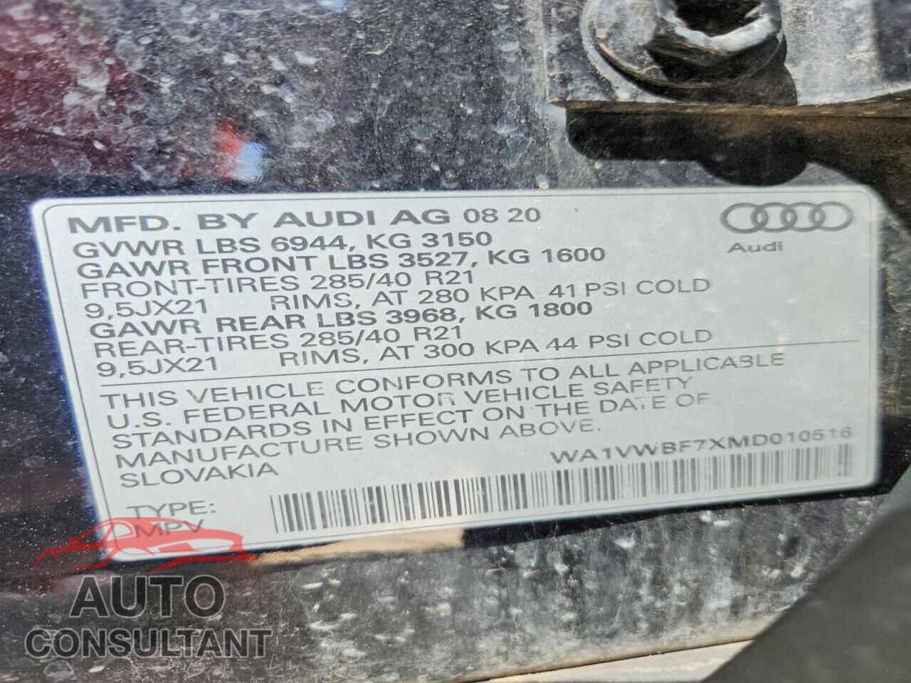 AUDI SQ7 2021 - WA1VWBF7XMD010516