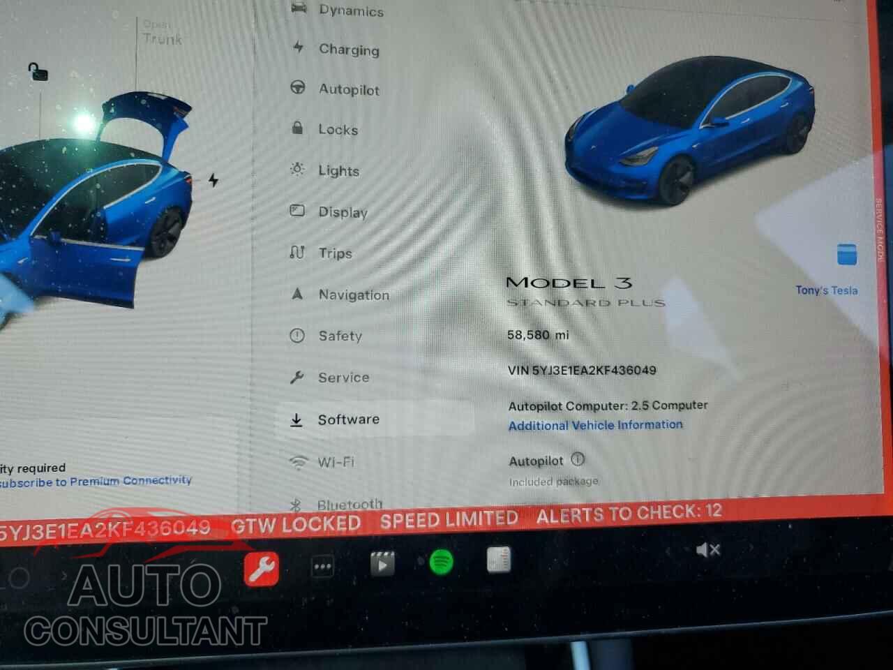 TESLA MODEL 3 2019 - 5YJ3E1EA2KF436049