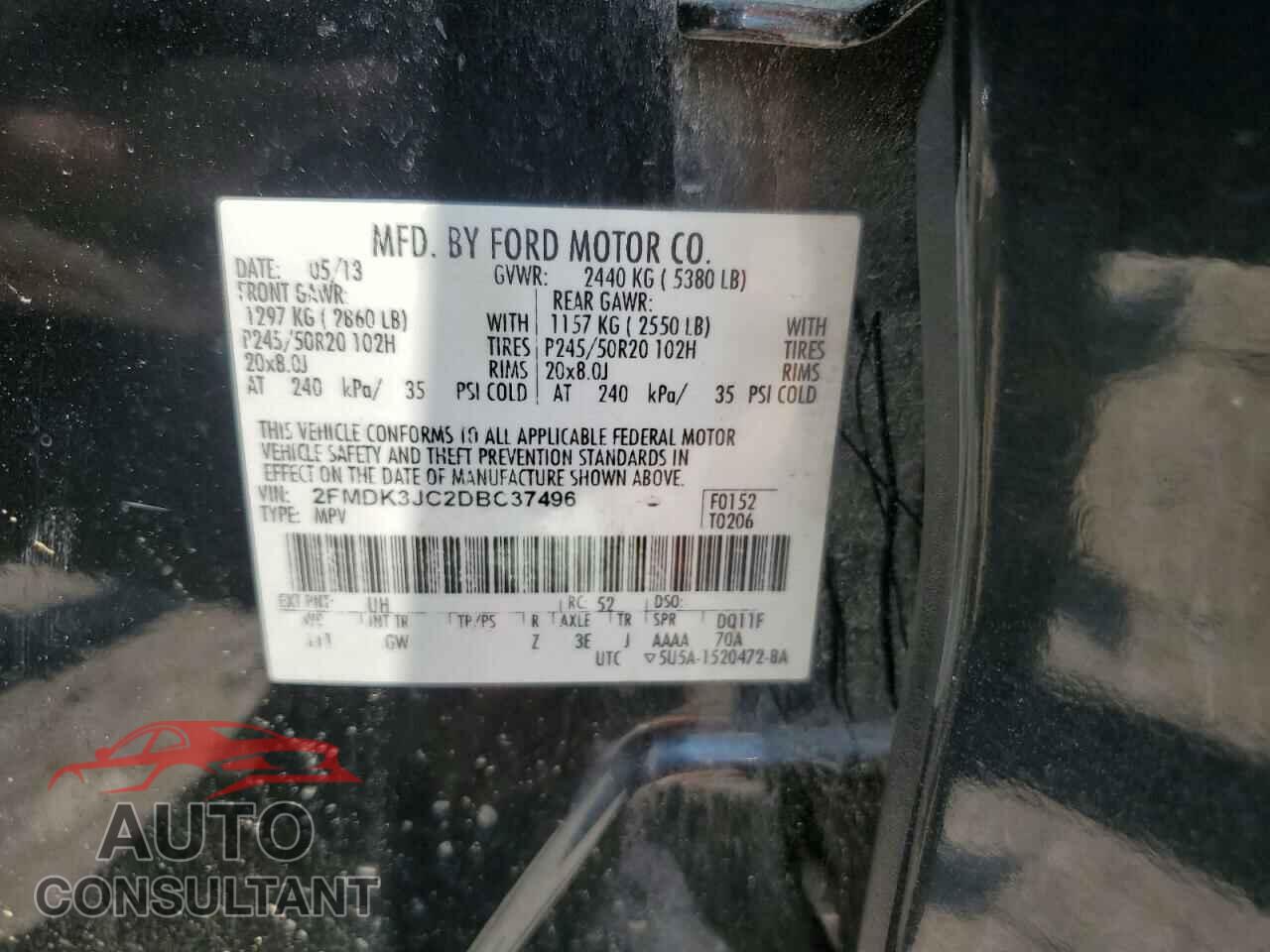 FORD EDGE 2013 - 2FMDK3JC2DBC37496