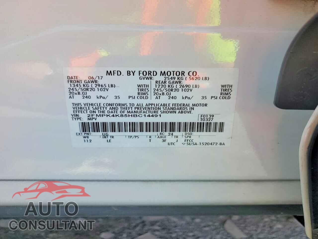 FORD EDGE 2017 - 2FMPK4K85HBC14491