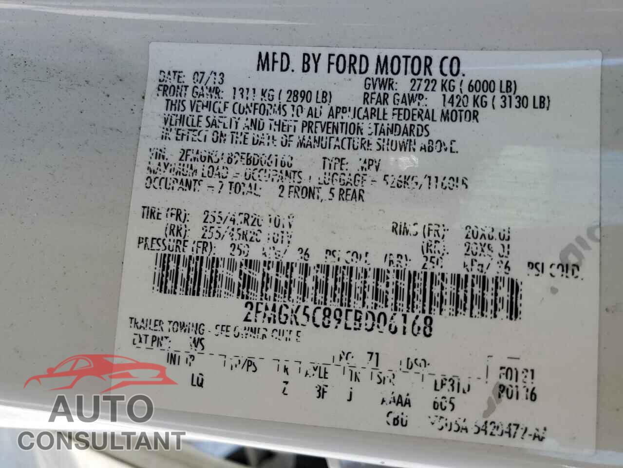 FORD FLEX 2014 - 2FMGK5C89EBD06168