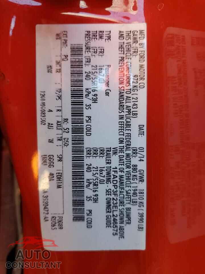 FORD FOCUS 2014 - 1FADP3F23EL246575