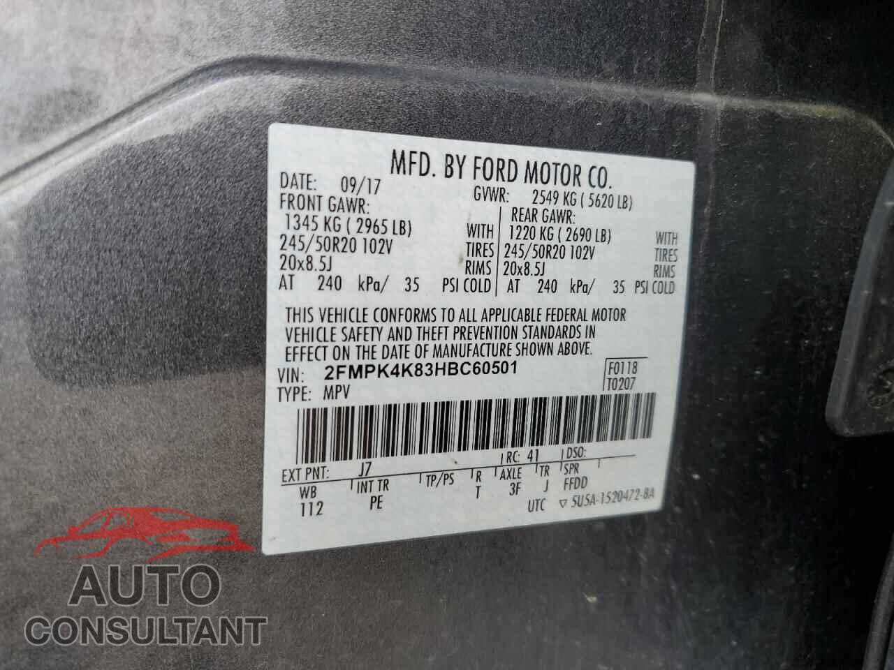 FORD EDGE 2017 - 2FMPK4K83HBC60501