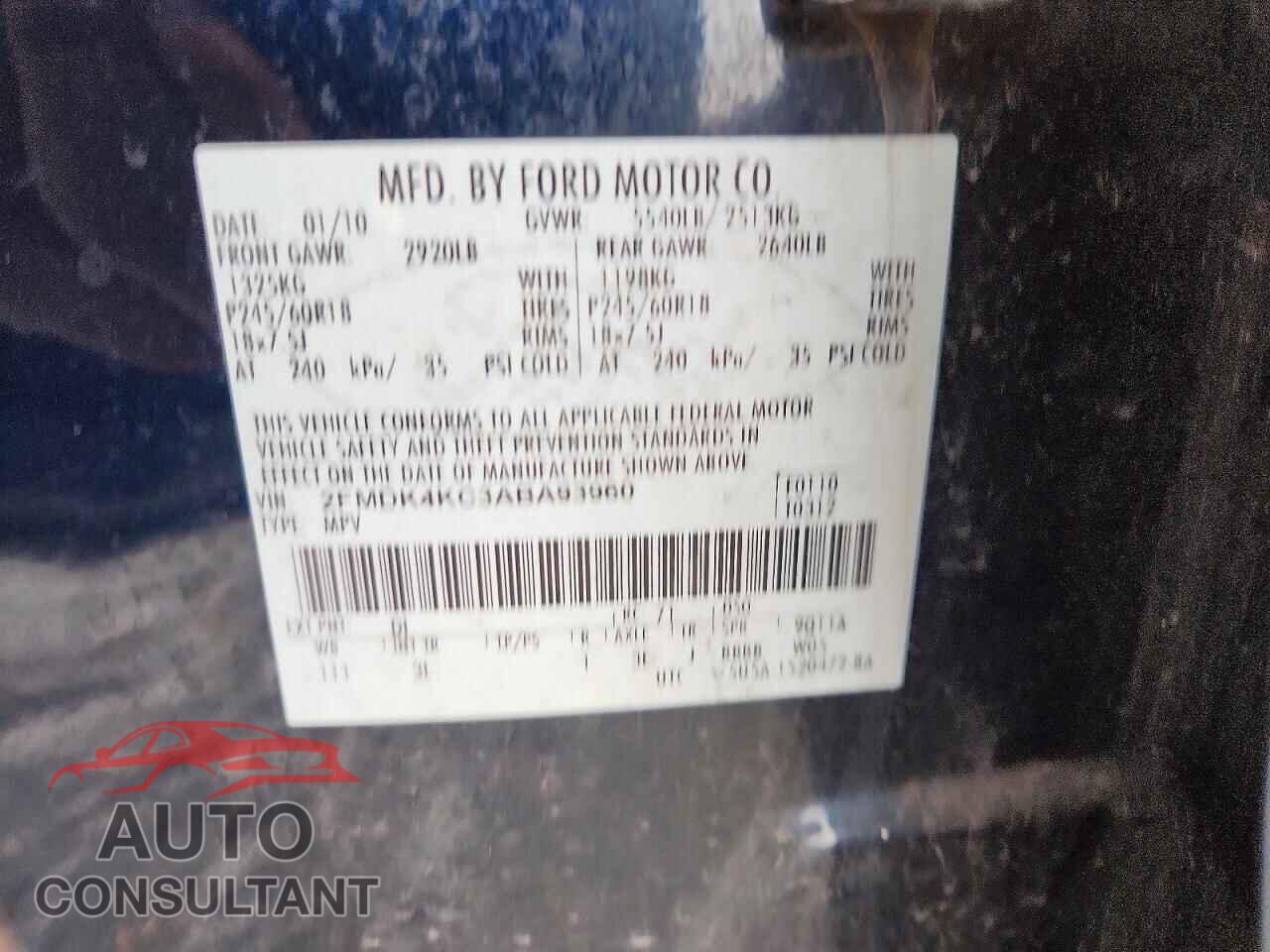 FORD EDGE 2010 - 2FMDK4KC3ABA93960