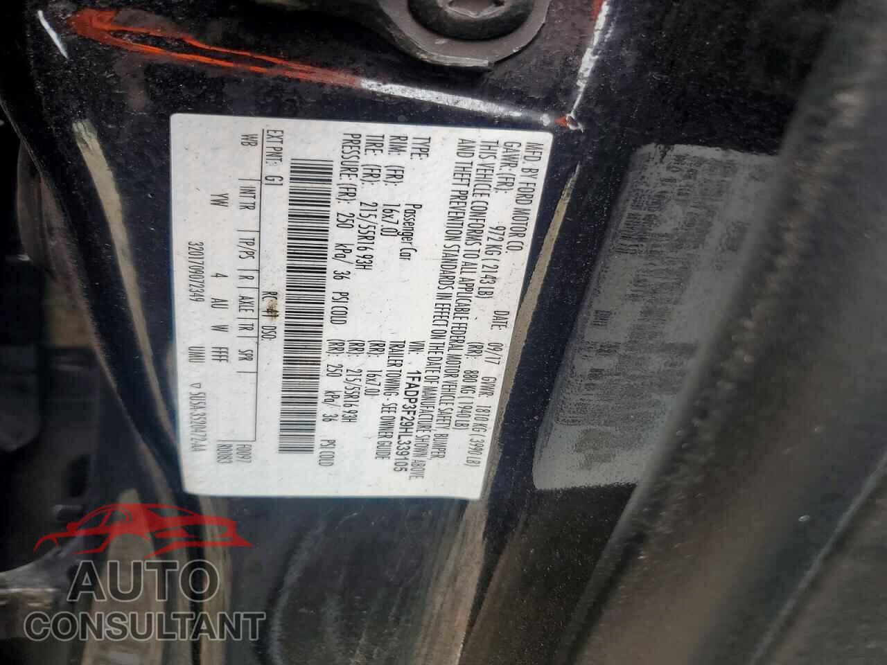 FORD FOCUS 2017 - 1FADP3F29HL339105