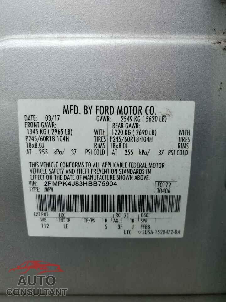 FORD EDGE 2017 - 2FMPK4J83HBB75904