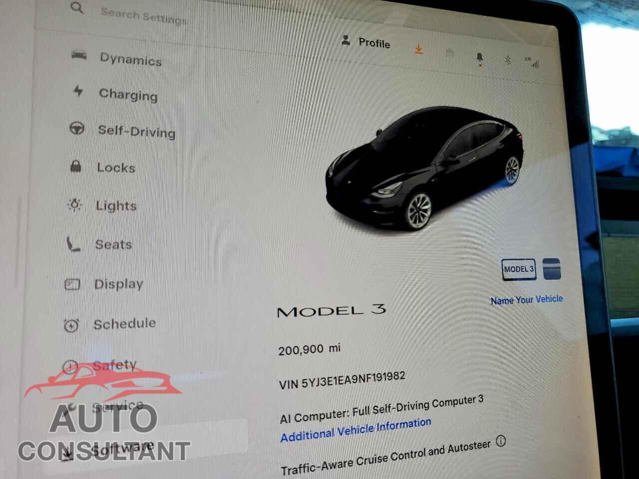 TESLA MODEL 3 2022 - 5YJ3E1EA9NF191982