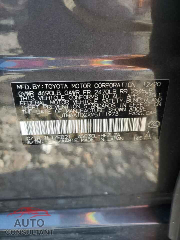 LEXUS IS 2021 - JTHAA1D2XM5111973