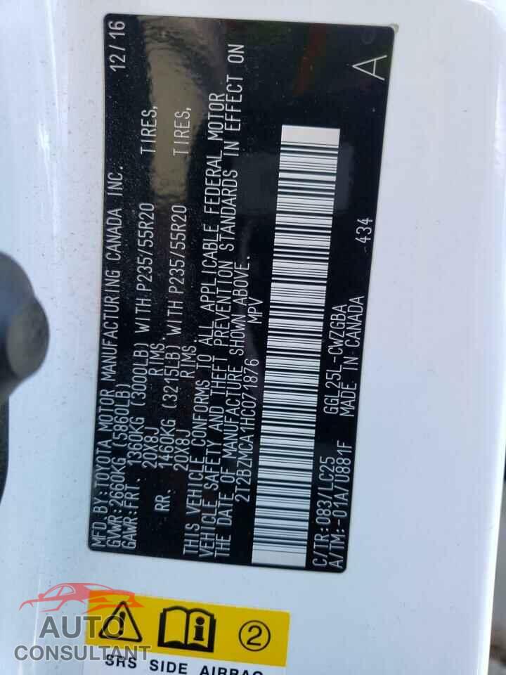 LEXUS RX350 2017 - 2T2BZMCA1HC071876