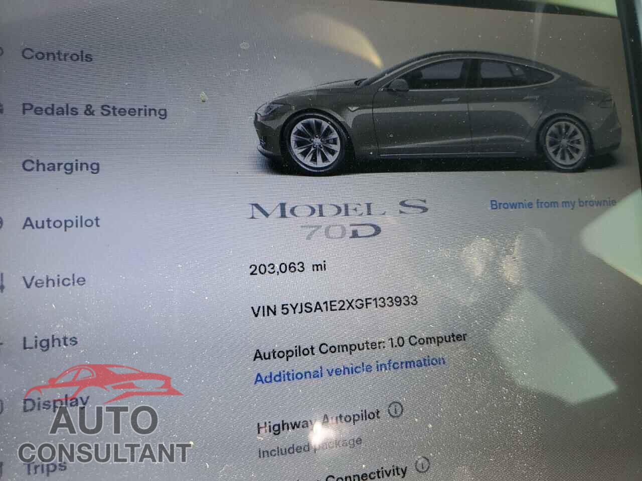 TESLA MODEL S 2016 - 5YJSA1E2XGF133933