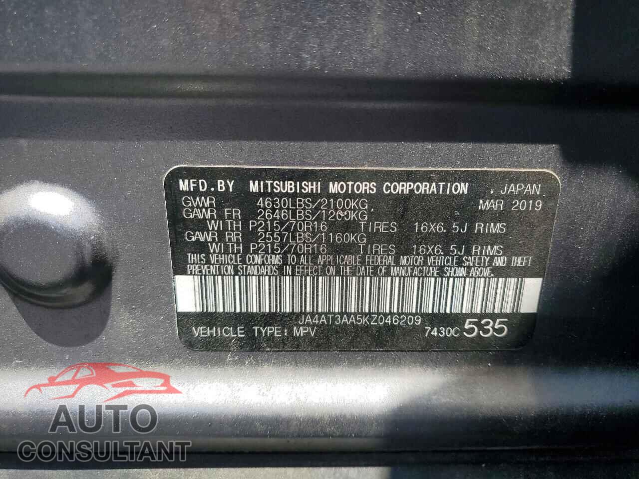 MITSUBISHI ECLIPSE 2019 - JA4AT3AA5KZ046209