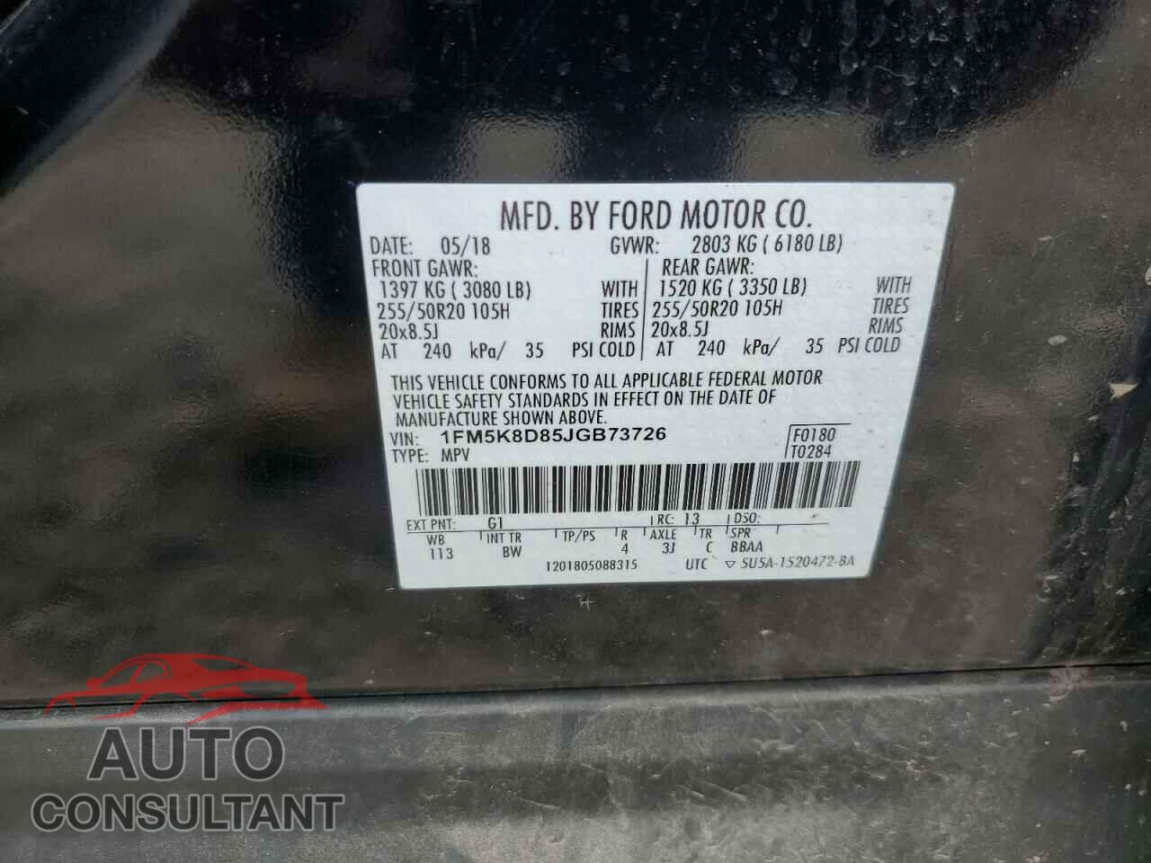 FORD EXPLORER 2018 - 1FM5K8D85JGB73726