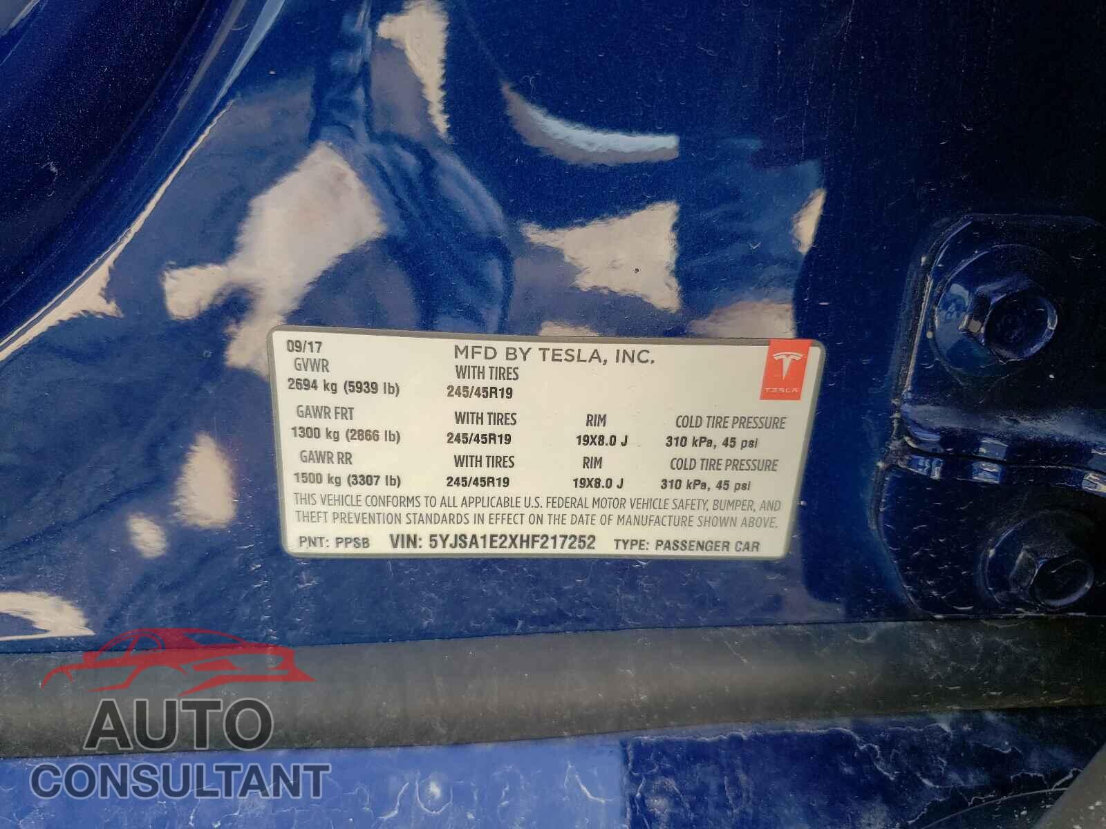 TESLA MODEL S 2017 - 5YJSA1E2XHF217252