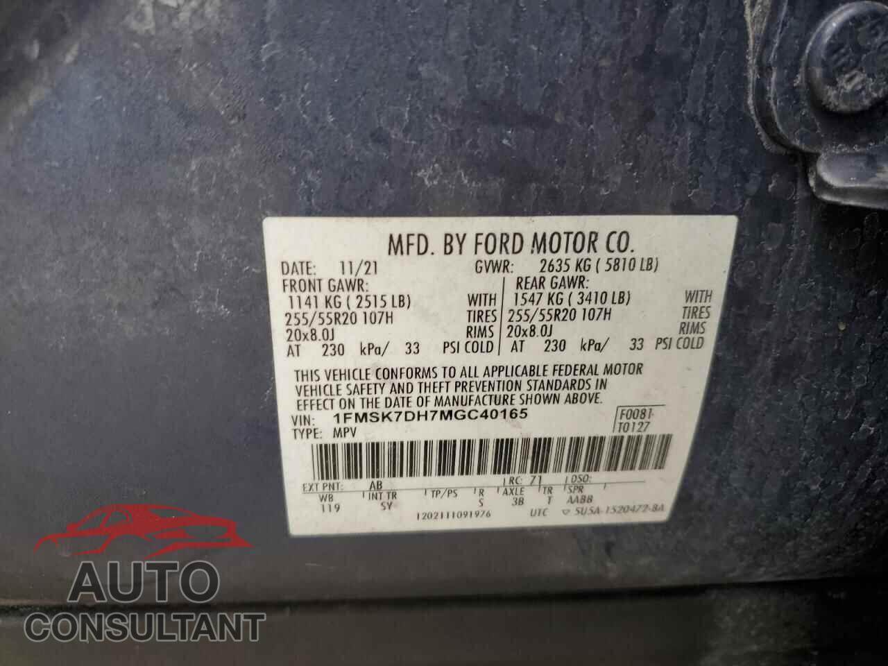 FORD EXPLORER 2021 - 1FMSK7DH7MGC40165