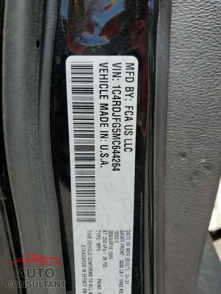 DODGE DURANGO 2021 - 1C4RDJFG5MC644264
