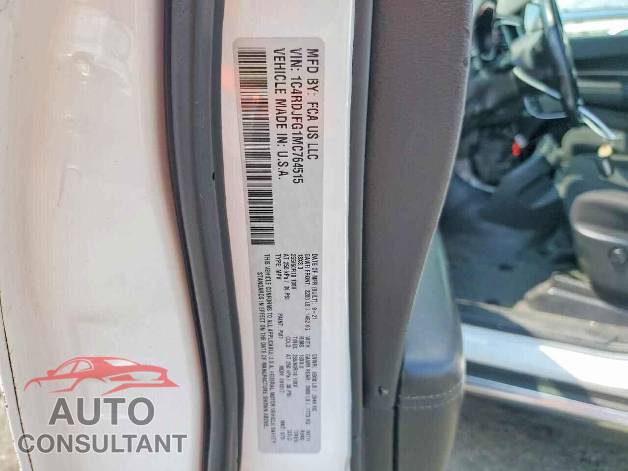 DODGE DURANGO 2021 - 1C4RDJFG1MC764515