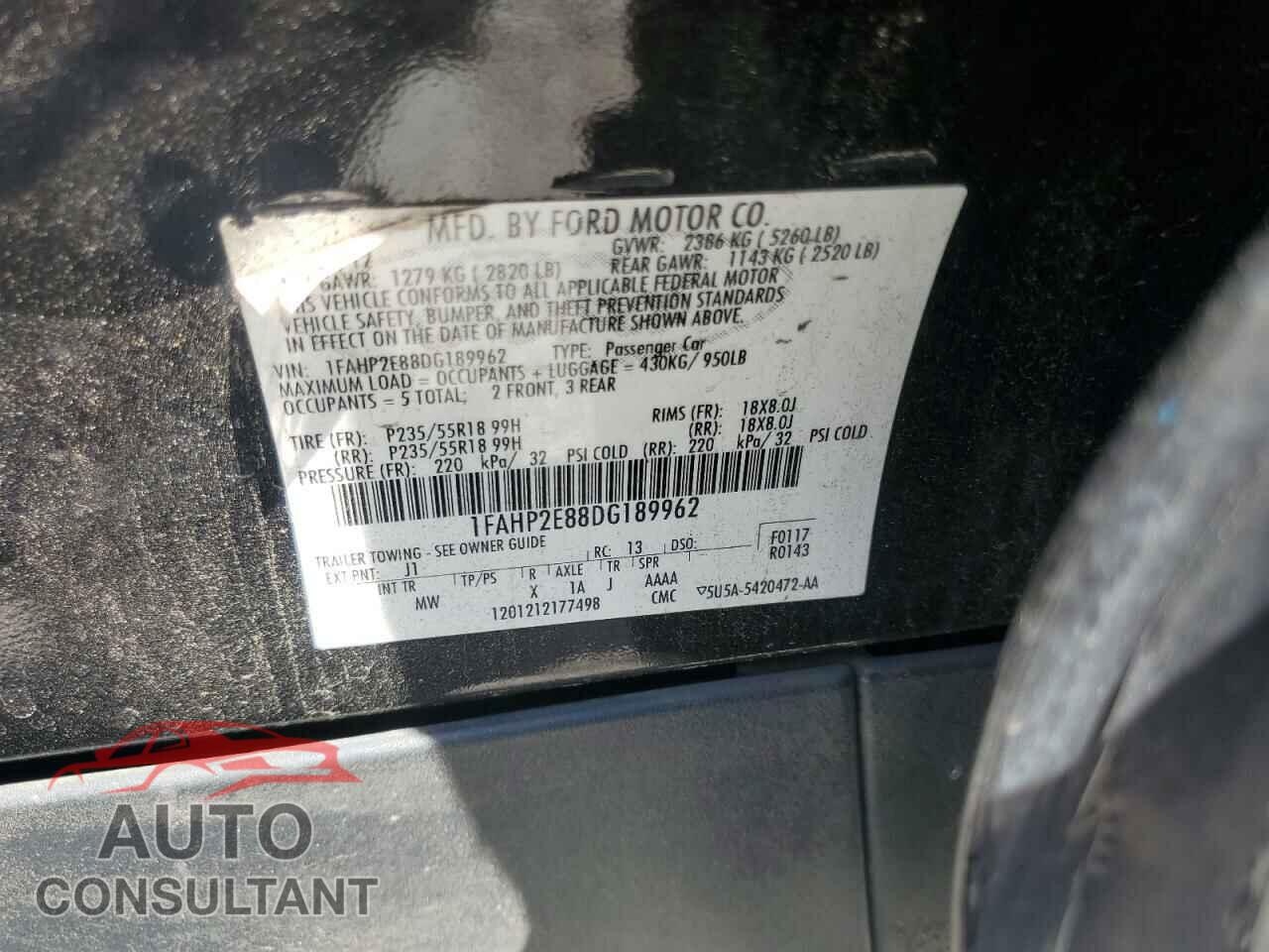 FORD TAURUS 2013 - 1FAHP2E88DG189962