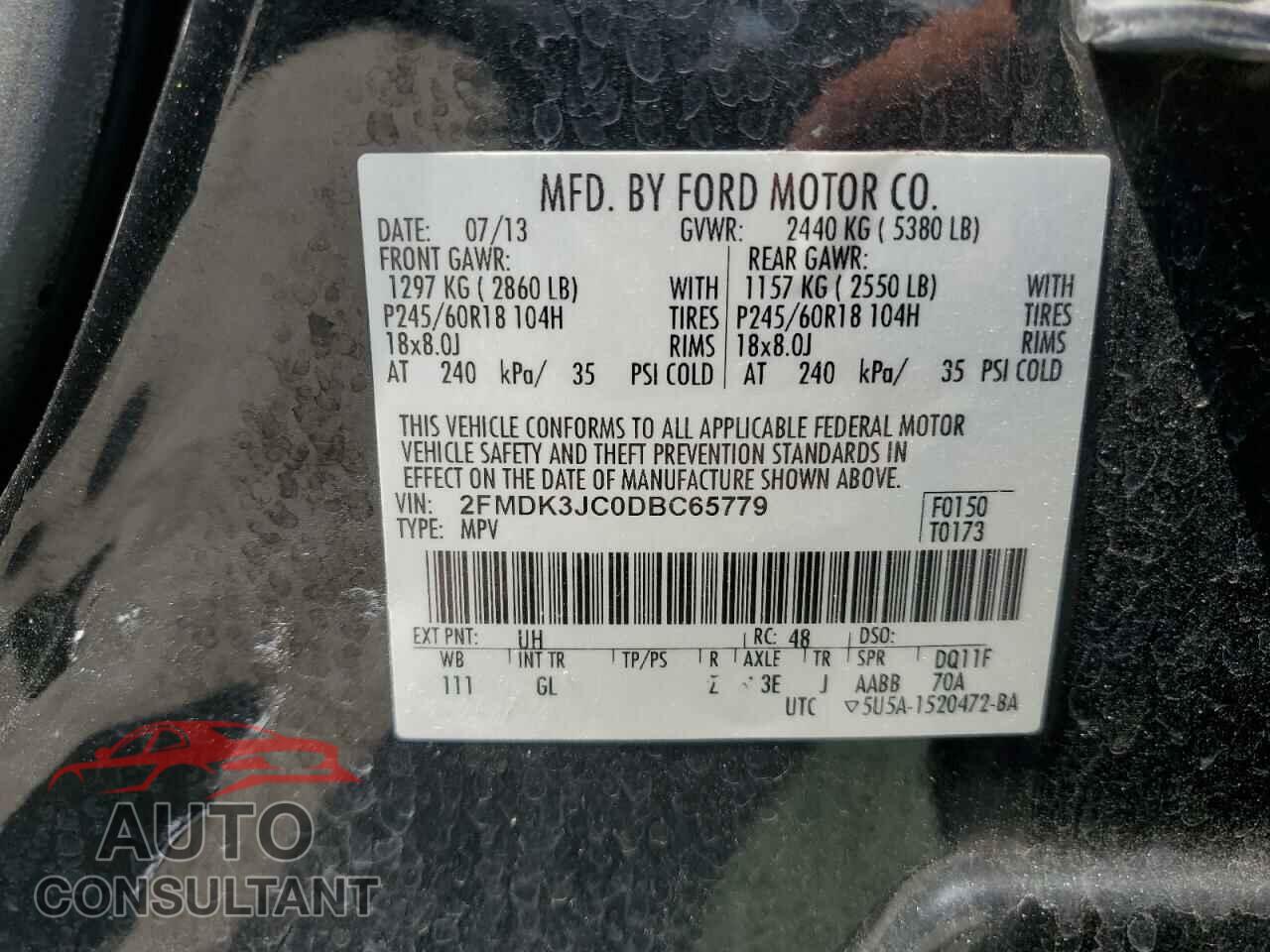 FORD EDGE 2013 - 2FMDK3JC0DBC65779
