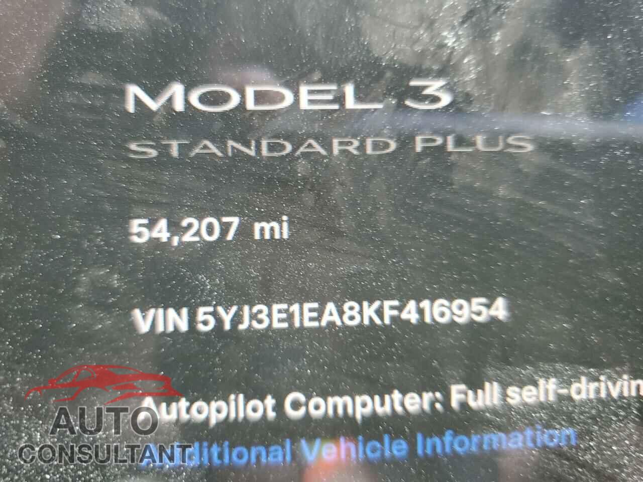 TESLA MODEL 3 2019 - 5YJ3E1EA8KF416954