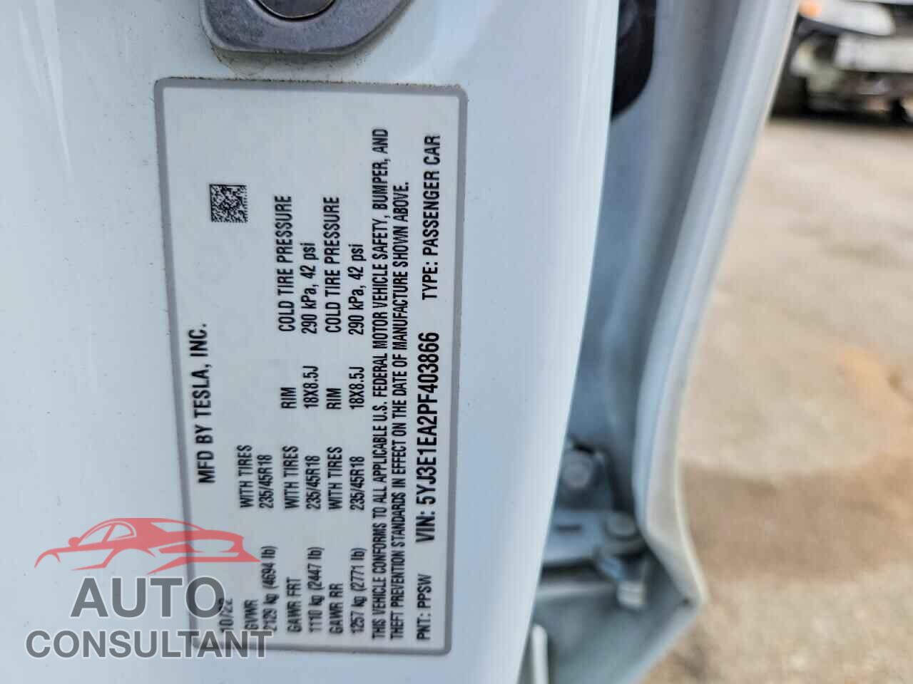 TESLA MODEL 3 2023 - 5YJ3E1EA2PF403866
