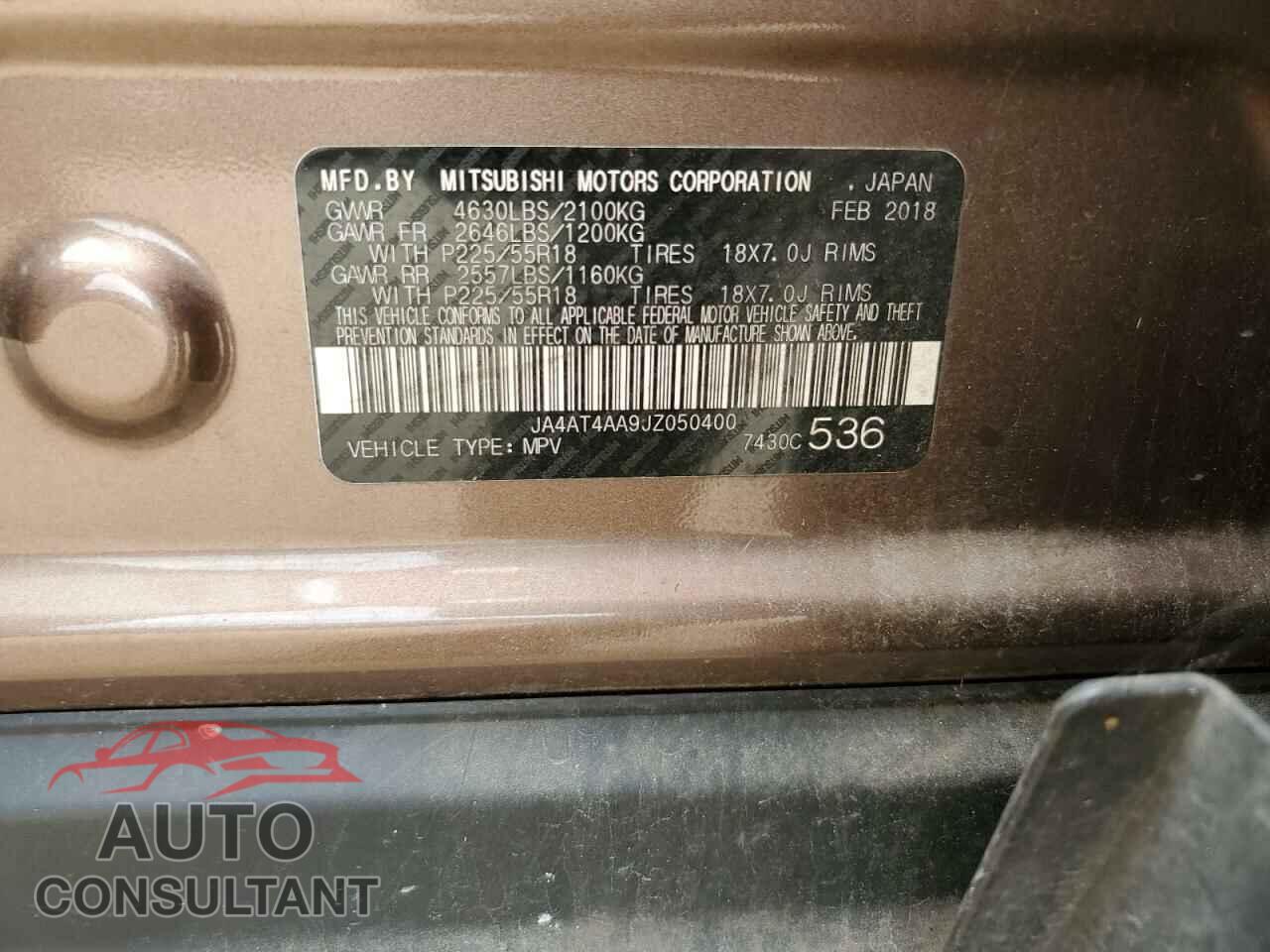 MITSUBISHI ECLIPSE 2018 - JA4AT4AA9JZ050400