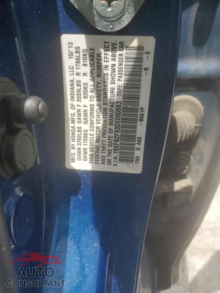 HONDA CIVIC 2013 - 19XFB2F93DE090683