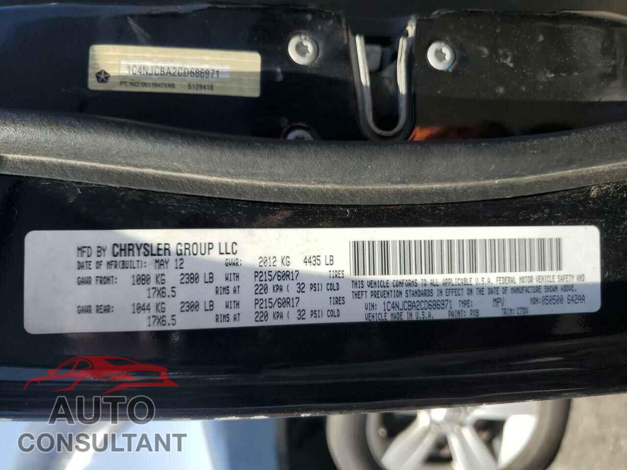 JEEP COMPASS 2012 - 1C4NJCBA2CD686971