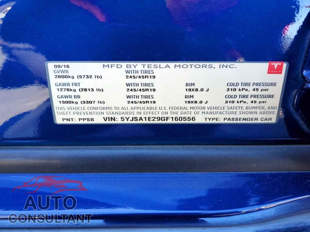 TESLA MODEL S 2016 - 5YJSA1E29GF160556