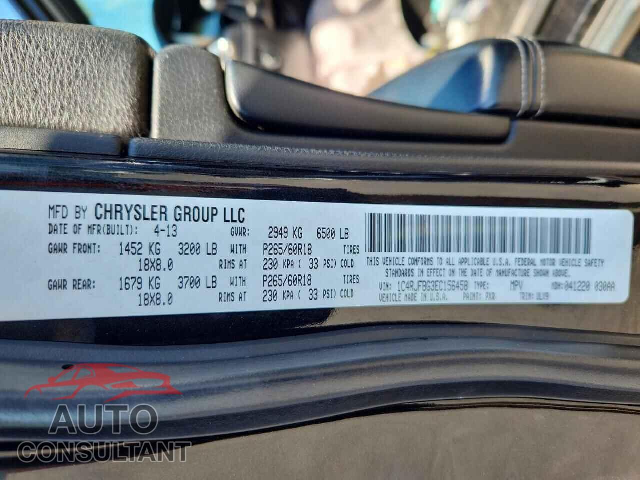 JEEP CHEROKEE 2014 - 1C4RJFBG3EC156458