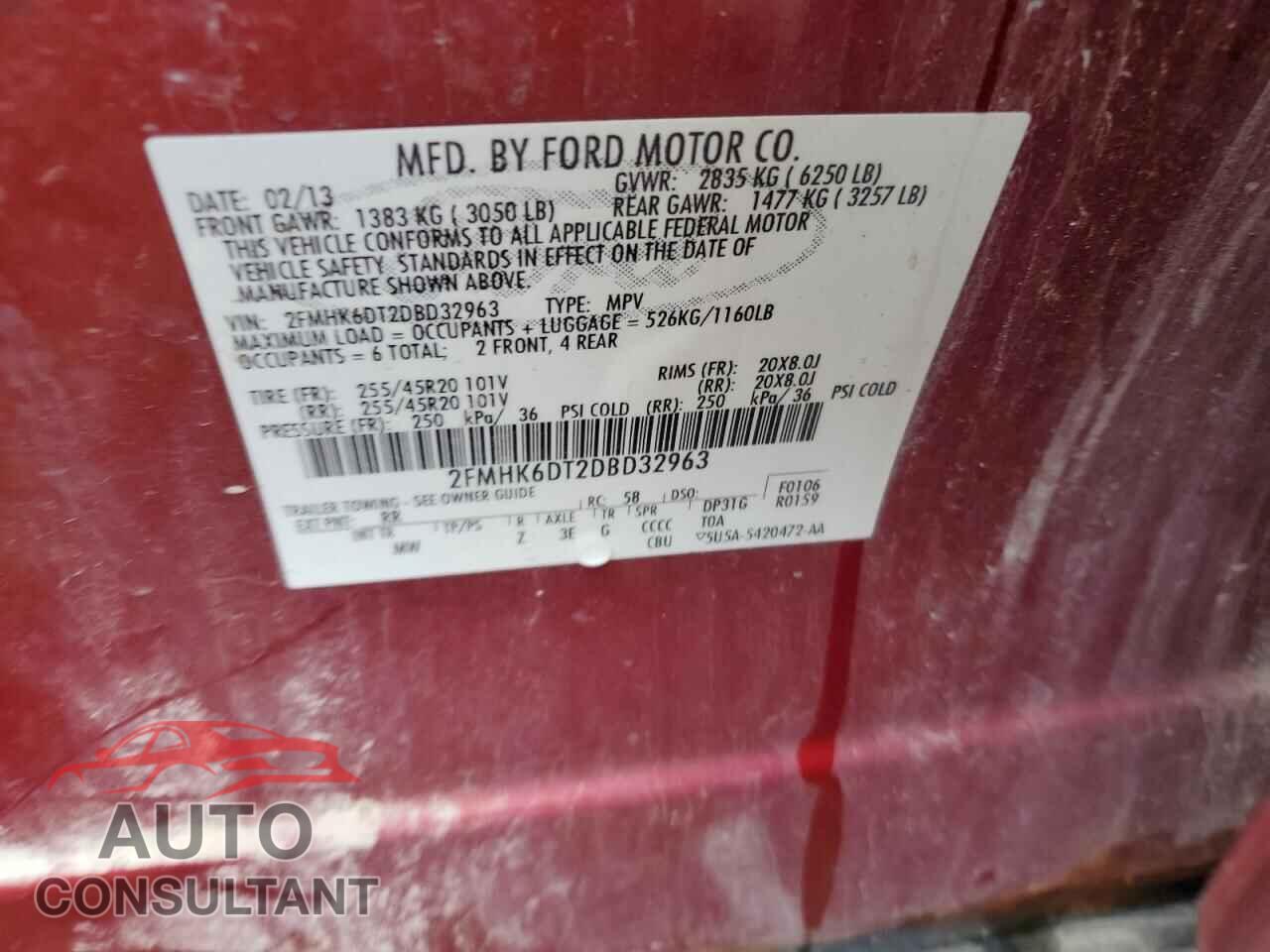 FORD FLEX 2013 - 2FMHK6DT2DBD32963