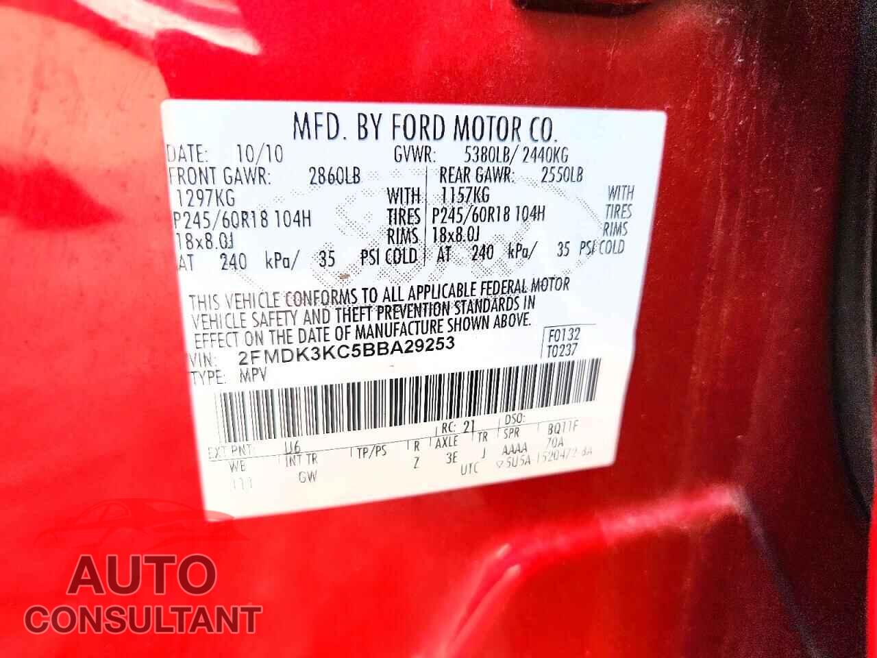 FORD EDGE 2011 - 2FMDK3KC5BBA29253